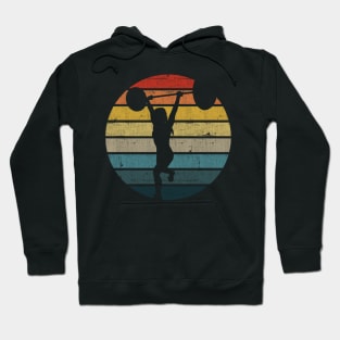 Lifting Weights Silhouette On A Distressed Retro Sunset product Hoodie